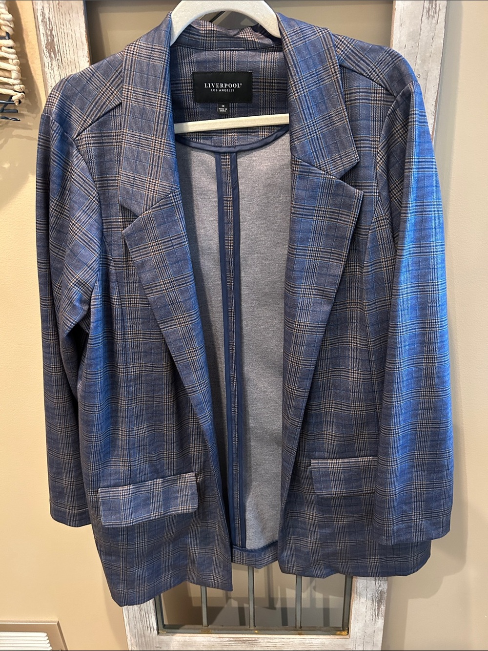 Liverpool Blue Plaid Blazer Jacket